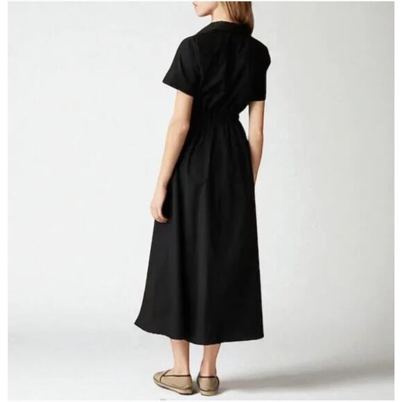 J Crew Cerise Shirt Dress 14 Black NWTCN409 J.Crew Midi Travel Resort Button - Picture 3 of 5